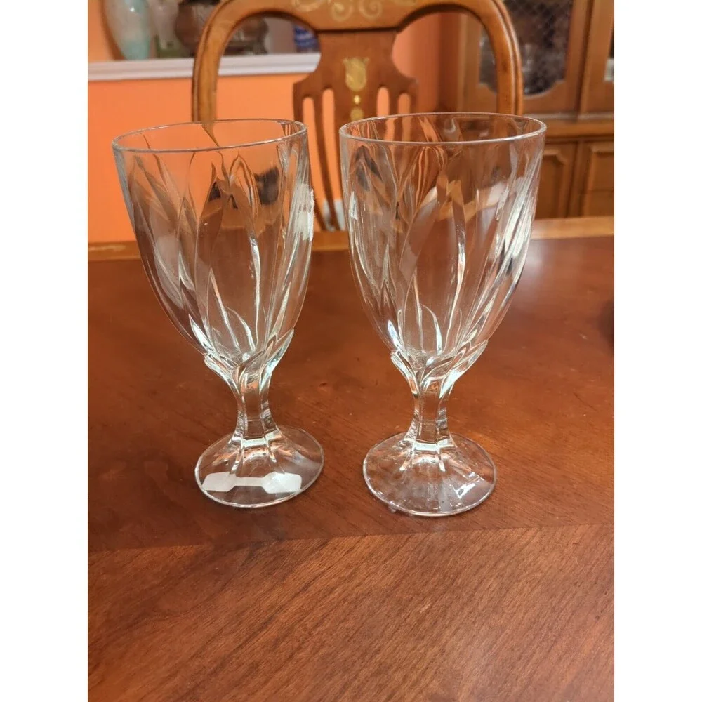 Mikasa Impression Swirl Optic Crystal Drinking Glasses Set 2 Glasses 7.5